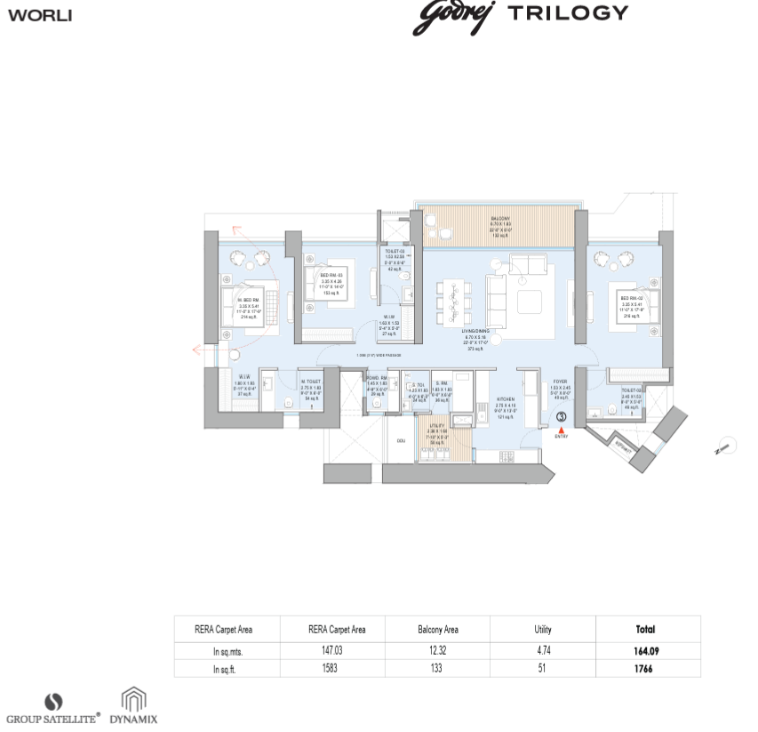 Godrej Bandra floorplans - 3 BHK in Bandra
