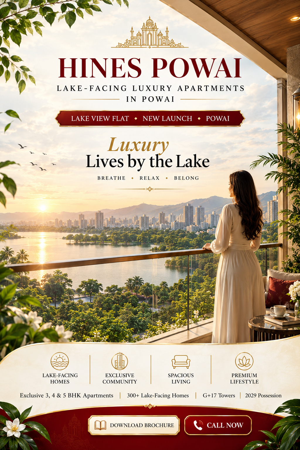 Hines Powai luxury lake-facing apartments Powai Mumbai promotional banner